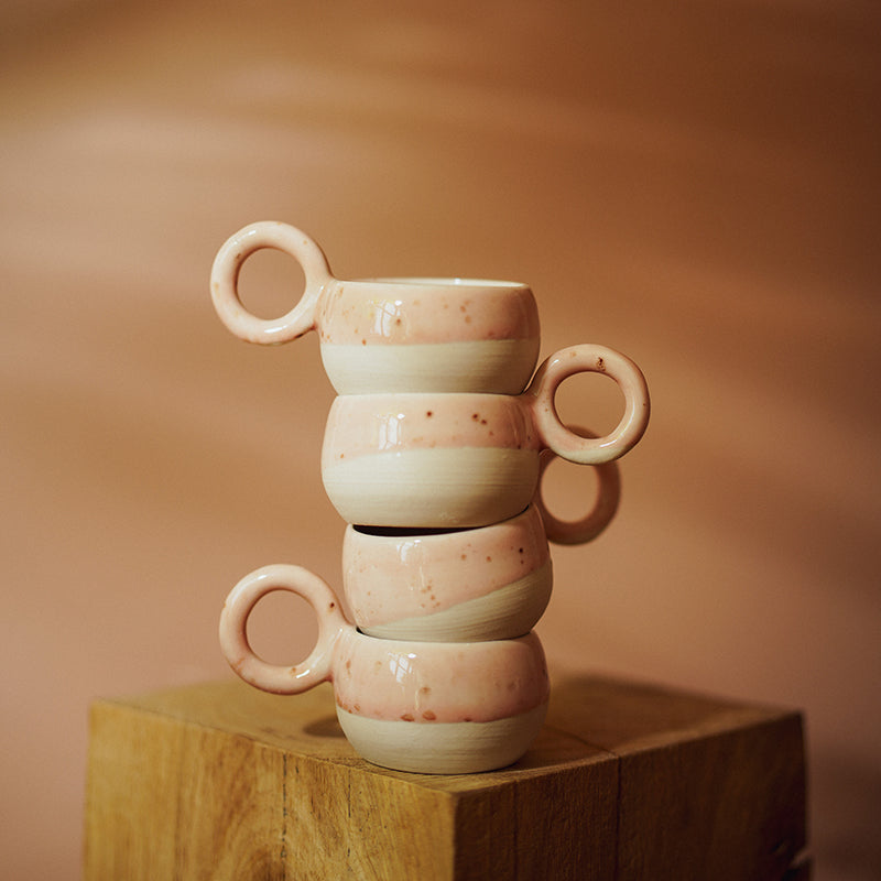 4 tasses à café petite anse ronde